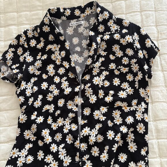 Reformation Daisy Button Down Crop Top - Picture 1 of 1